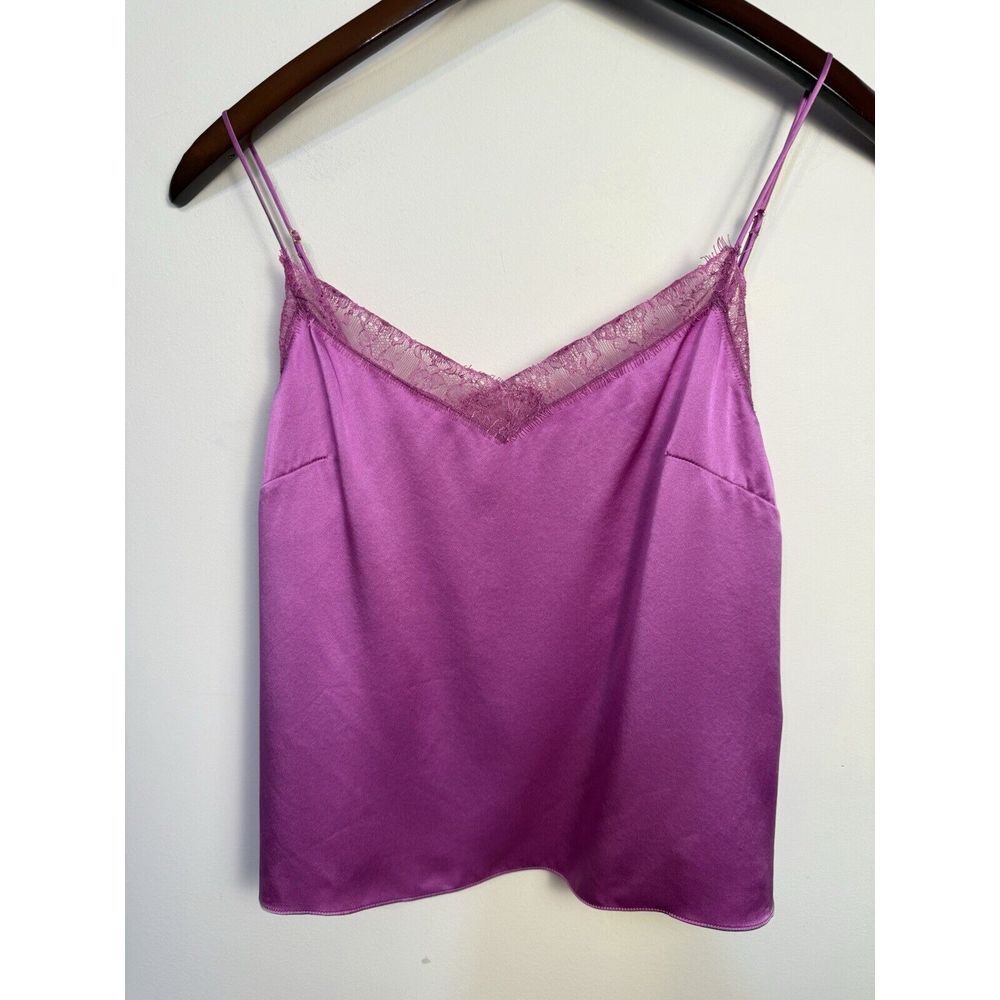 Dannijo Silk‎ Top Camisole Lace Trim Small Purple